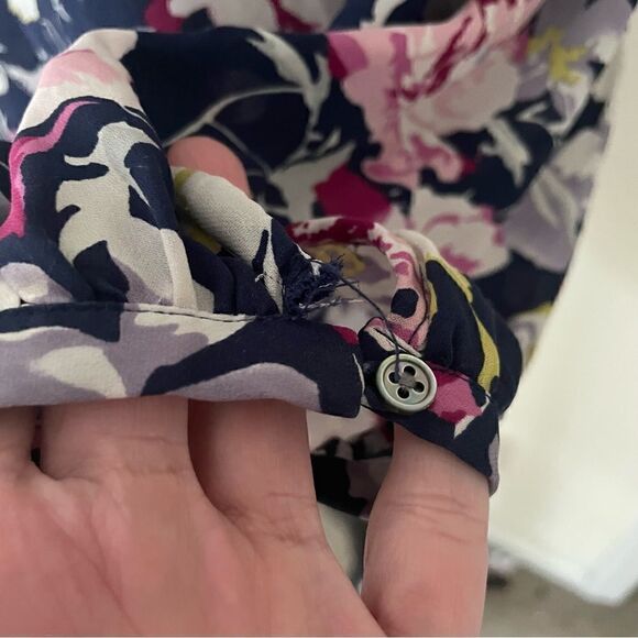 Joie Women’s Blue Floral Silk Blouse 3/4 Sleeve Size XS - Picture 5 of 16